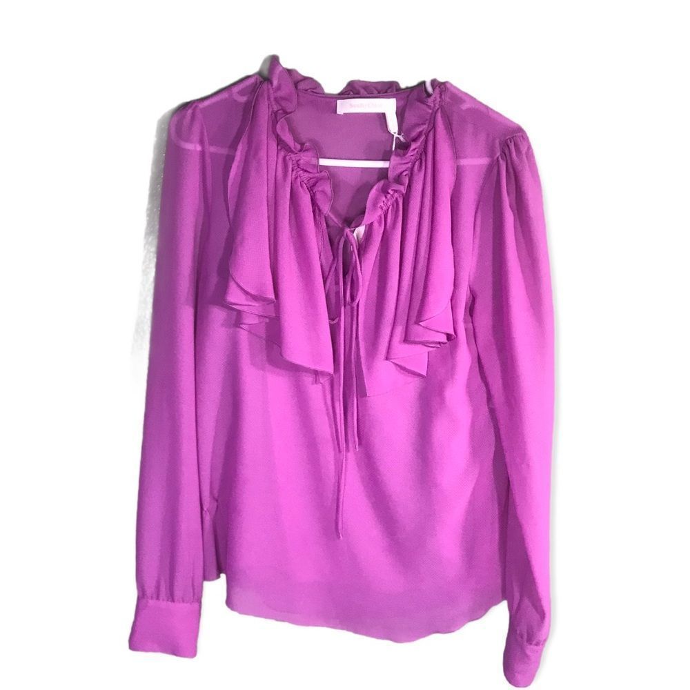 See by Chloe- sheer ruffle blouse- striking purple - Picture 2 of 8